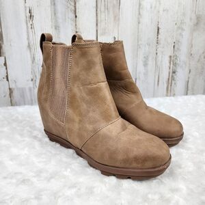 Athlefit Women's Wedge Ankle Booties Brown Size 8